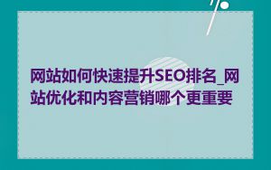 网站如何快速提升SEO排名_网站优化和内容营销哪个更重要