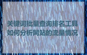 关键词批量查询排名工具如何分析网站的流量情况