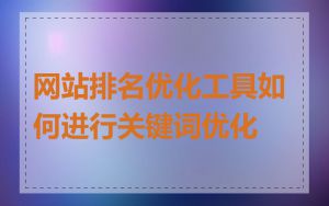 网站排名优化工具如何进行关键词优化