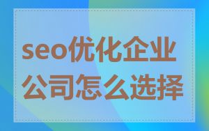 seo优化企业公司怎么选择