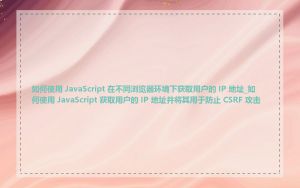 如何使用 JavaScript 在不同浏览器环境下获取用户的 IP 地址_如何使用 JavaScript 获取用户的 IP 地址并将其用于防止 CSRF 攻击