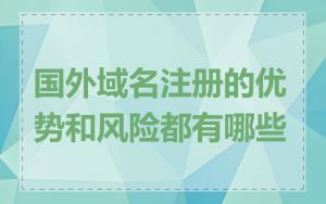 国外域名注册的优势和风险都有哪些