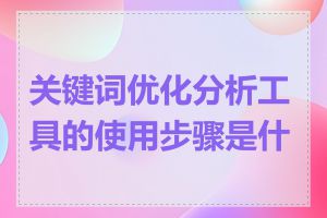 关键词优化分析工具的使用步骤是什么