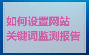 如何设置网站关键词监测报告