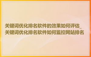 关键词优化排名软件的效果如何评估_关键词优化排名软件如何监控网站排名