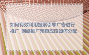 如何有效利用搜索引擎广告进行推广_网络推广预算应该如何分配