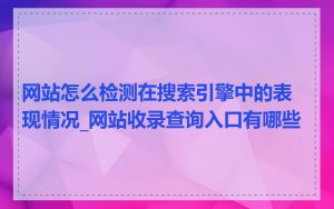 网站怎么检测在搜索引擎中的表现情况_网站收录查询入口有哪些