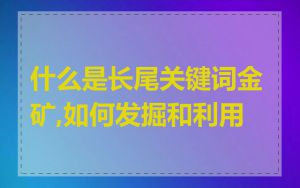 什么是长尾关键词金矿,如何发掘和利用