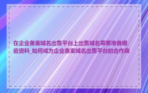 在企业备案域名出售平台上出售域名需要准备哪些资料_如何成为企业备案域名出售平台的合作商