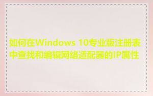 如何在Windows 10专业版注册表中查找和编辑网络适配器的IP属性