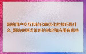 网站用户交互和转化率优化的技巧是什么_网站关键词策略的制定和应用有哪些