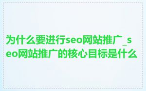 为什么要进行seo网站推广_seo网站推广的核心目标是什么