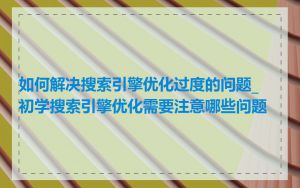 如何解决搜索引擎优化过度的问题_初学搜索引擎优化需要注意哪些问题