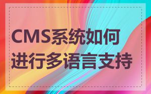 CMS系统如何进行多语言支持