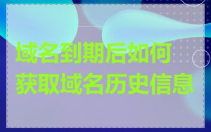 域名到期后如何获取域名历史信息