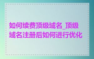 如何续费顶级域名_顶级域名注册后如何进行优化