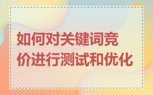 如何对关键词竞价进行测试和优化