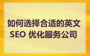 如何选择合适的英文 SEO 优化服务公司