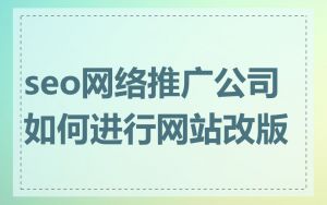 seo网络推广公司如何进行网站改版