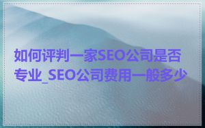 如何评判一家SEO公司是否专业_SEO公司费用一般多少