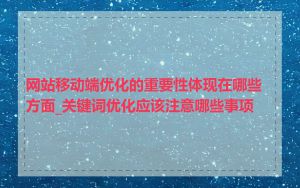 网站移动端优化的重要性体现在哪些方面_关键词优化应该注意哪些事项