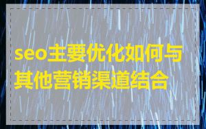 seo主要优化如何与其他营销渠道结合