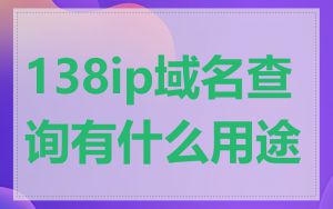 138ip域名查询有什么用途