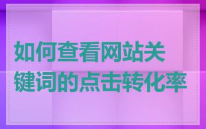 如何查看网站关键词的点击转化率