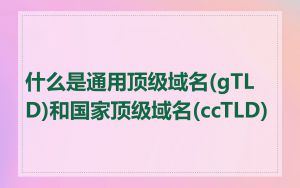 什么是通用顶级域名(gTLD)和国家顶级域名(ccTLD)