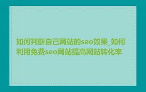 如何判断自己网站的seo效果_如何利用免费seo网站提高网站转化率