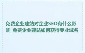 免费企业建站对企业SEO有什么影响_免费企业建站如何获得专业域名