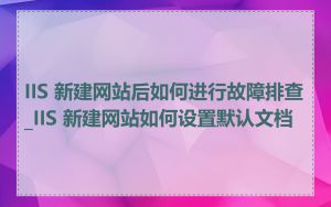 IIS 新建网站后如何进行故障排查_IIS 新建网站如何设置默认文档