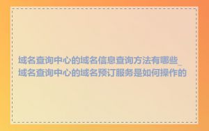 域名查询中心的域名信息查询方法有哪些_域名查询中心的域名预订服务是如何操作的