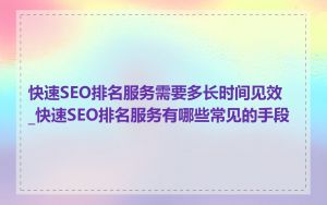 快速SEO排名服务需要多长时间见效_快速SEO排名服务有哪些常见的手段