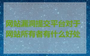 网站漏洞提交平台对于网站所有者有什么好处