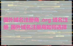 国外域名注册商 .org 域名注册_国外域名注册商如何选择