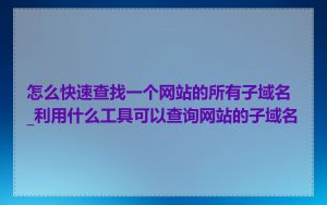 怎么快速查找一个网站的所有子域名_利用什么工具可以查询网站的子域名