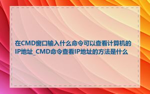 在CMD窗口输入什么命令可以查看计算机的IP地址_CMD命令查看IP地址的方法是什么