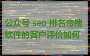 公众号 seo 排名帝搜软件的客户评价如何