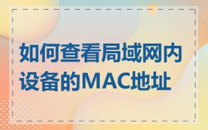 如何查看局域网内设备的MAC地址