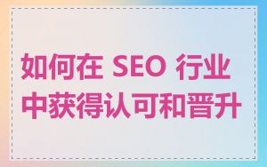 如何在 SEO 行业中获得认可和晋升