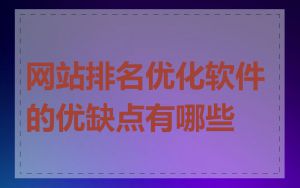 网站排名优化软件的优缺点有哪些