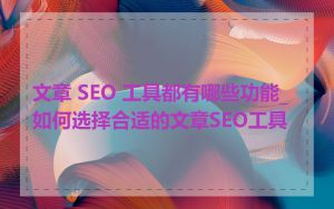 文章 SEO 工具都有哪些功能_如何选择合适的文章SEO工具