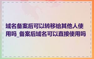 域名备案后可以转移给其他人使用吗_备案后域名可以直接使用吗