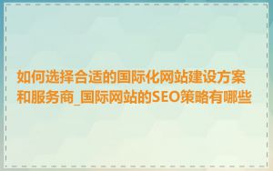 如何选择合适的国际化网站建设方案和服务商_国际网站的SEO策略有哪些