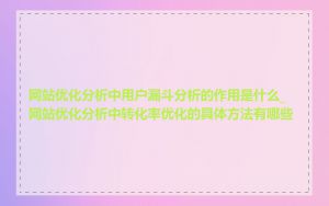 网站优化分析中用户漏斗分析的作用是什么_网站优化分析中转化率优化的具体方法有哪些