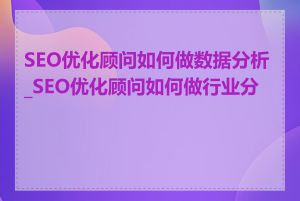 SEO优化顾问如何做数据分析_SEO优化顾问如何做行业分析