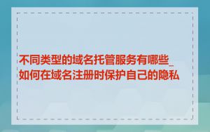 不同类型的域名托管服务有哪些_如何在域名注册时保护自己的隐私