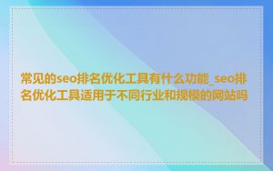 常见的seo排名优化工具有什么功能_seo排名优化工具适用于不同行业和规模的网站吗