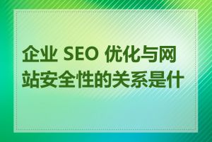 企业 SEO 优化与网站安全性的关系是什么